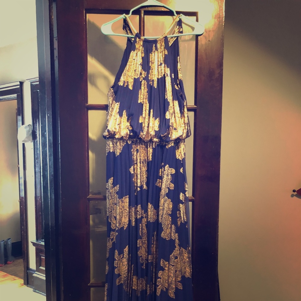 MSK Navy and Gold Evening Gown/Dress